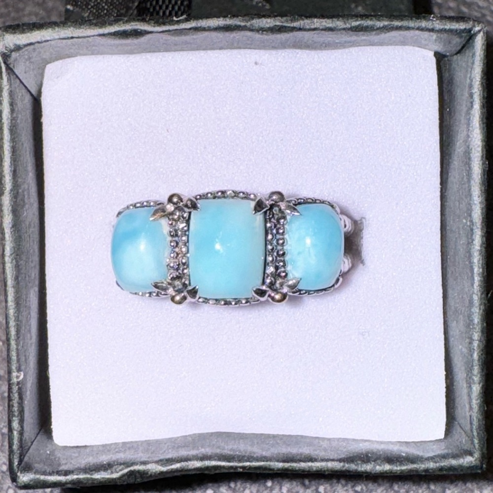 Larimar Ring 3-stone